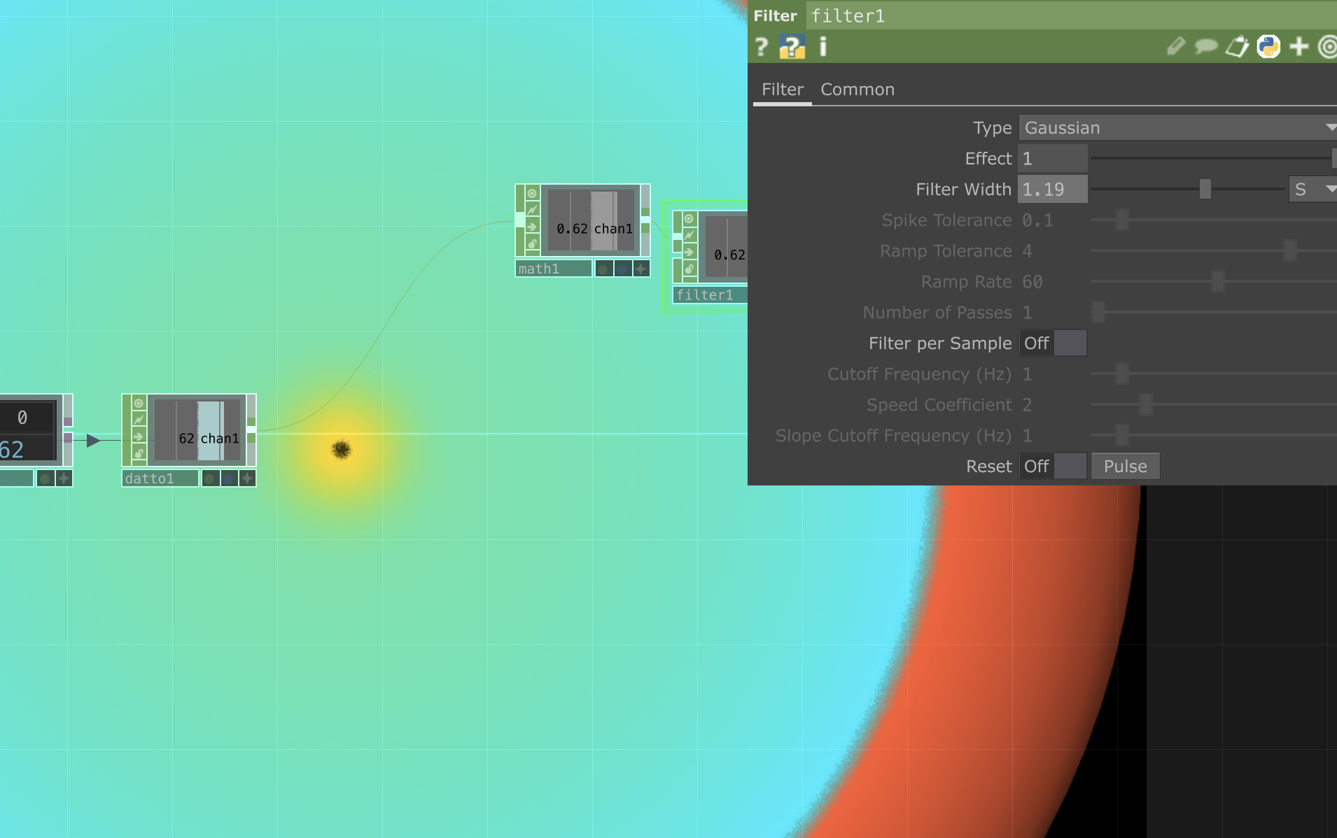 Adjusting the responsiveness of the dial via the Filter Width