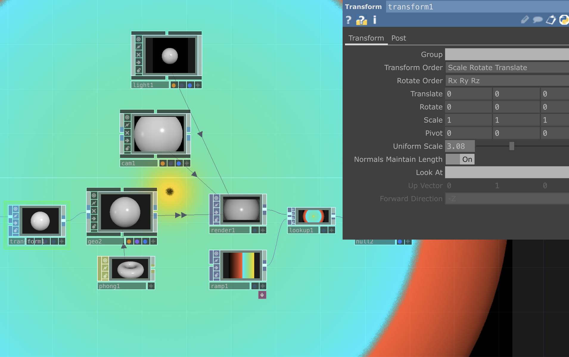 Adjusitng the size of the sphere via Scale